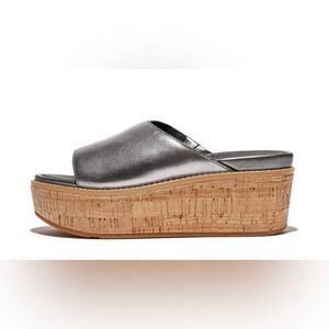 NEW FitFlop Eloise Leather Sandal in pewter
